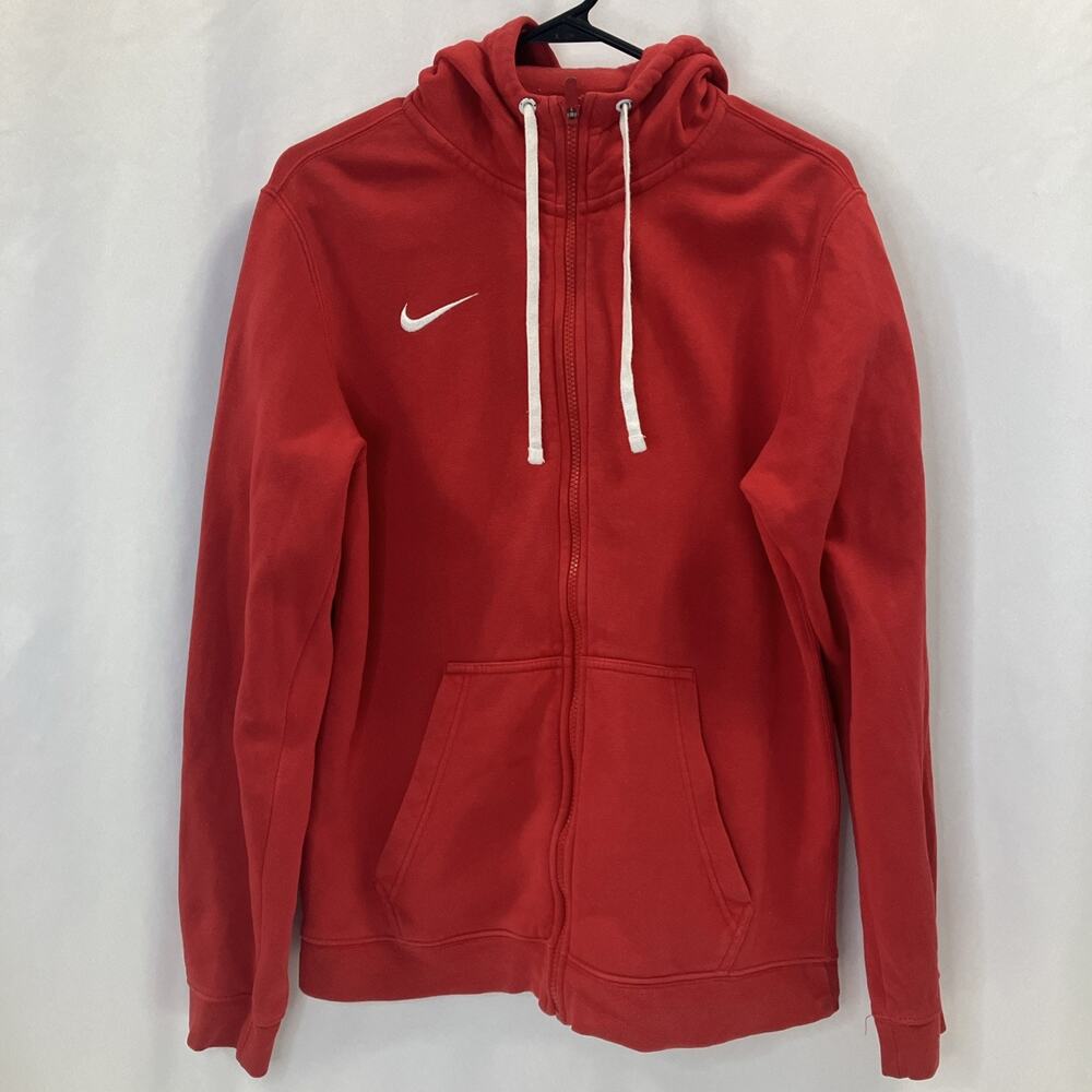 Nike Hoodie Women's Size M Red Full Zipper 80% Cotton Athleisure Casual Vintage